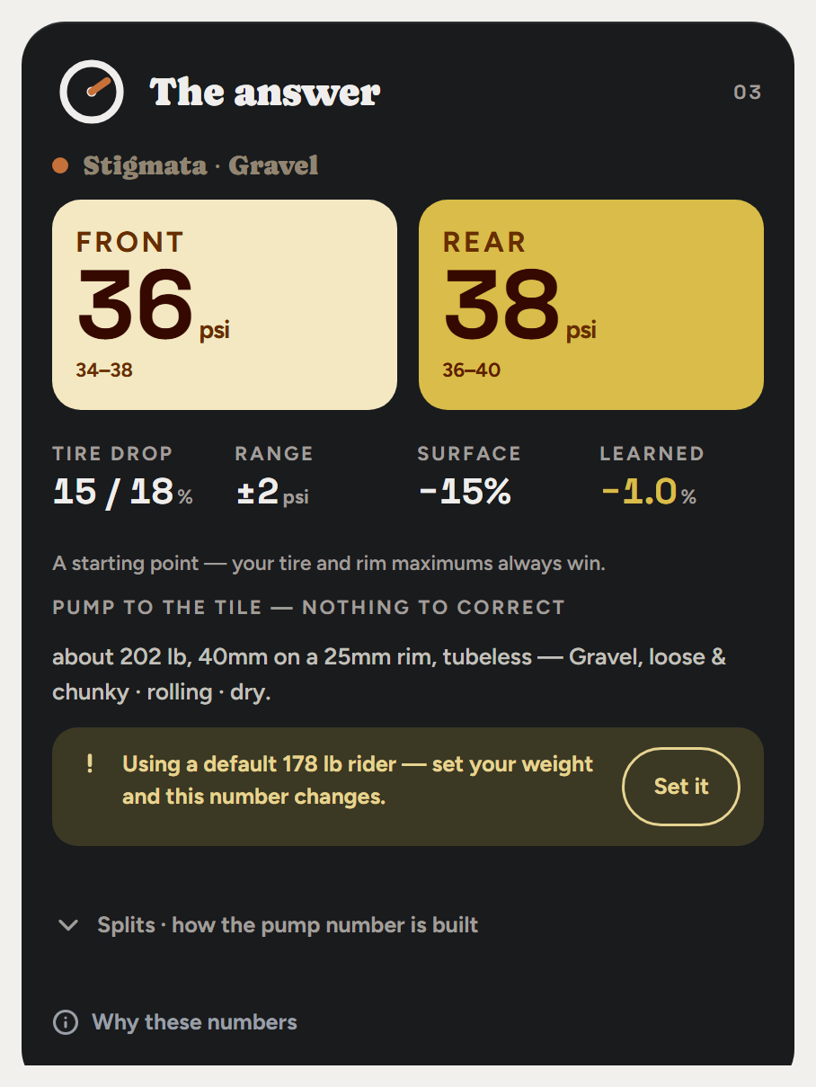 The answer: front 36, rear 38, with ranges and the rationale